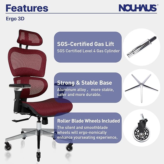 Nouhaus Ergo3D Ergonomic Office Chair Lumbar Support Mesh Office Chair