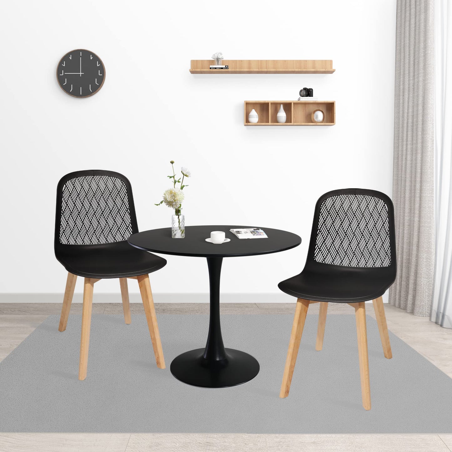 KM Legend Armless Modern Chairs with Wood Legs for Living, Bedroom, Kitchen,Dining,Lounge Waiting Room, Restaurants, Cafes, Set of 2…