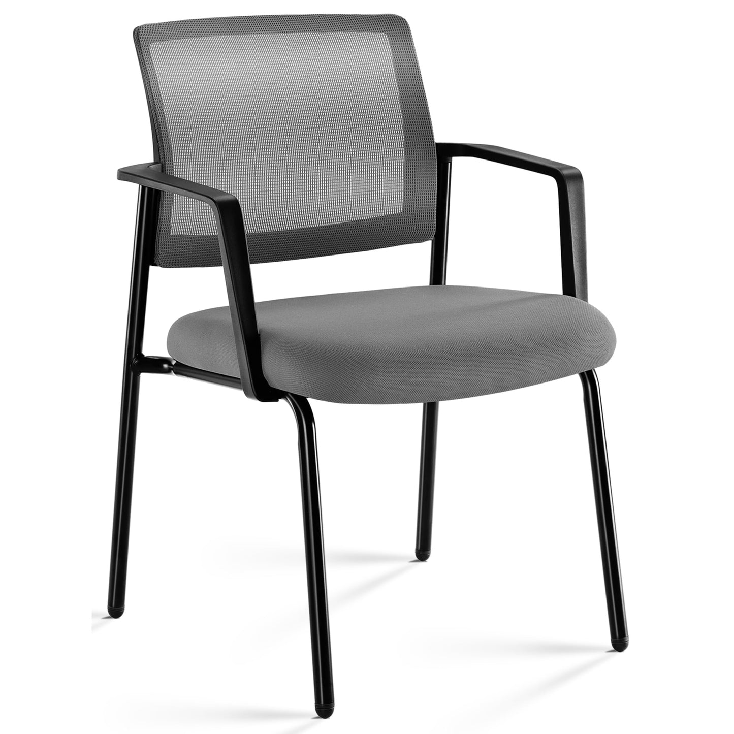 Simple Deluxe Guest Waiting Room Office Arm Chairs, Mesh Back & Ergonomic Support, Stacking Padded Fabric Seat, No Wheel for Reception Meeting Conference Rest for Home Lobby Computer Desk, Grey