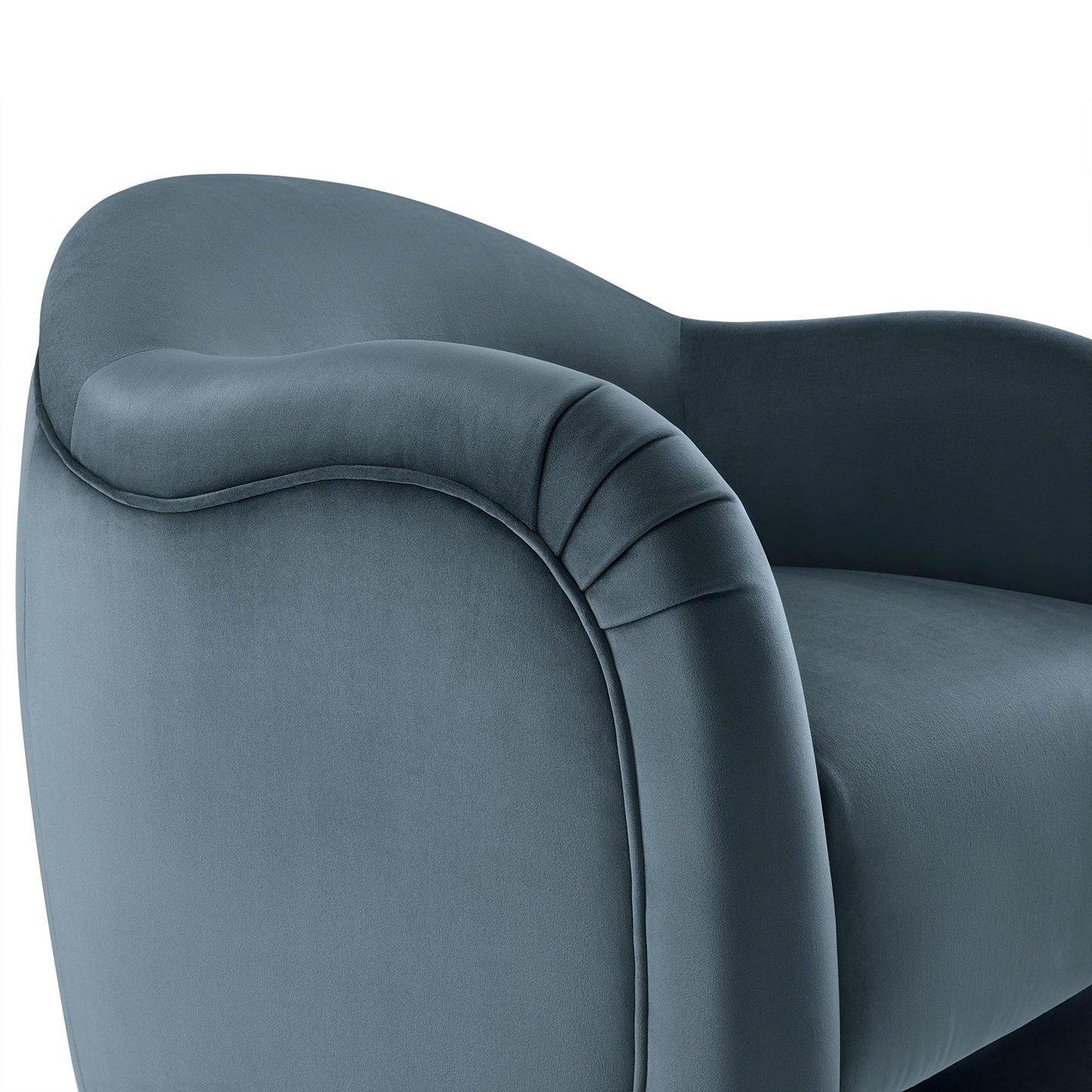 Modway Compose Barrel Chair with Performance Velvet Fabric in Cadet Blue – Upholstered Accent Armchair with Curved Backrest – Cozy Lounge Chair for Reading – Round Comfy Single Sofa Club Chair