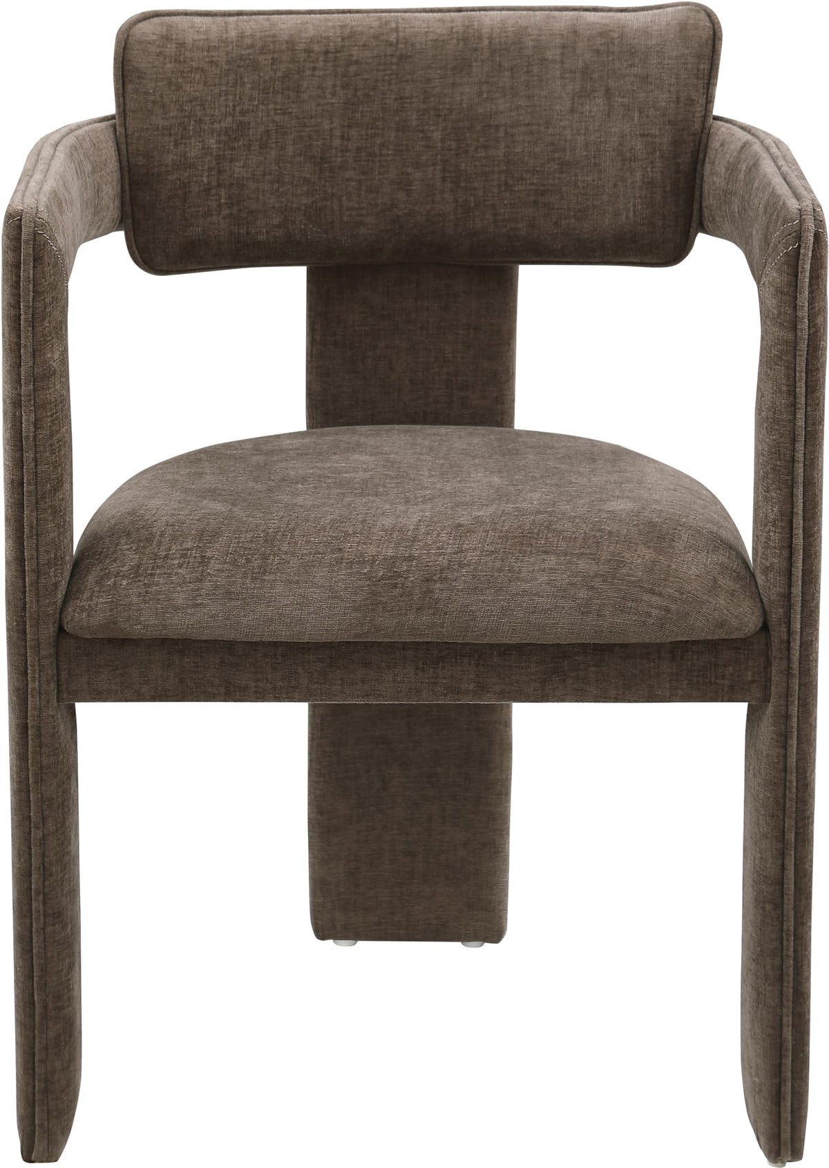 Meridian Furniture 11084Brown-C Brenda Collection Modern | Contemporary Dining Arm Chair/Accent Chair with Soft Brown Chenille Fabric, 23" W x 22.5" D x 31.5" H, Brown, Set of 2
