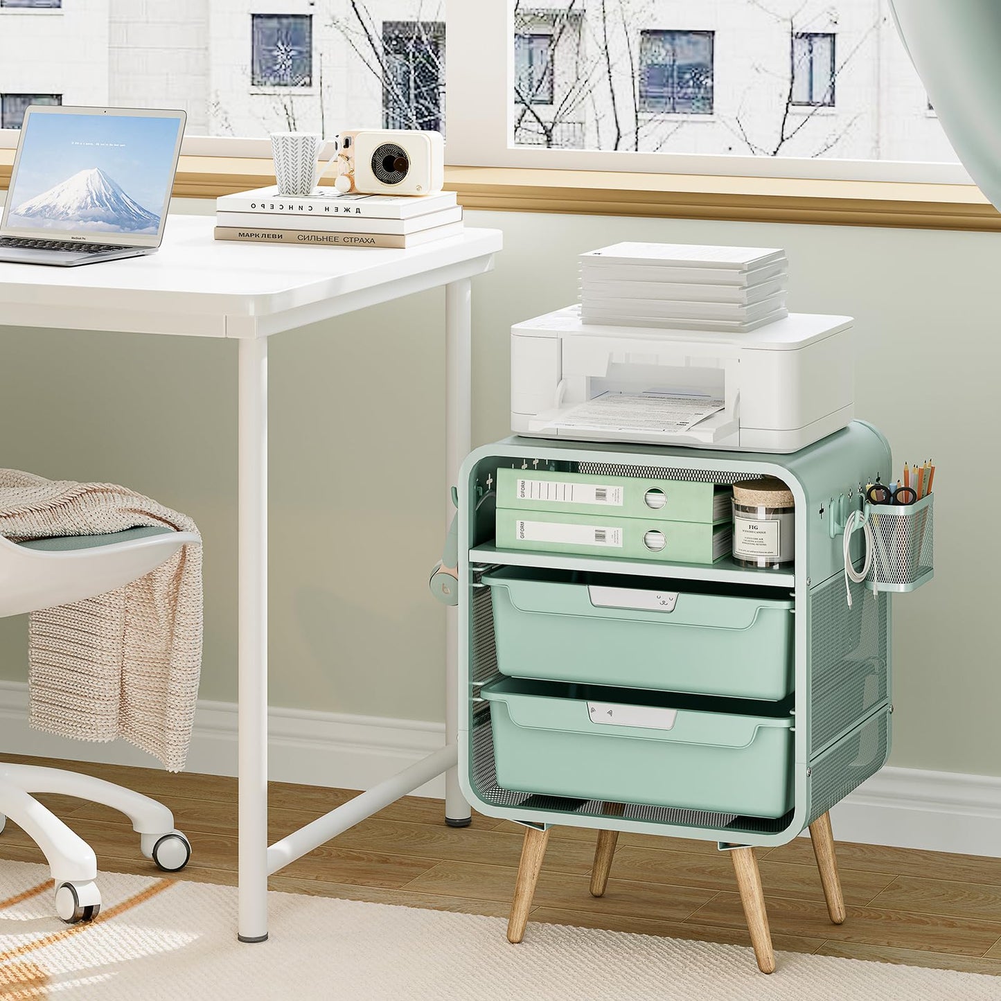 SYKIARIOL Kids Nightstand,Cute End Table with Storage Drawer,Nightstand for Girls Bedroom Furniture
