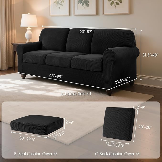 SUBRTEX 7 Pieces Stretch Sofa Slipcover Sets Couch Cover Sets Backrest Cushion