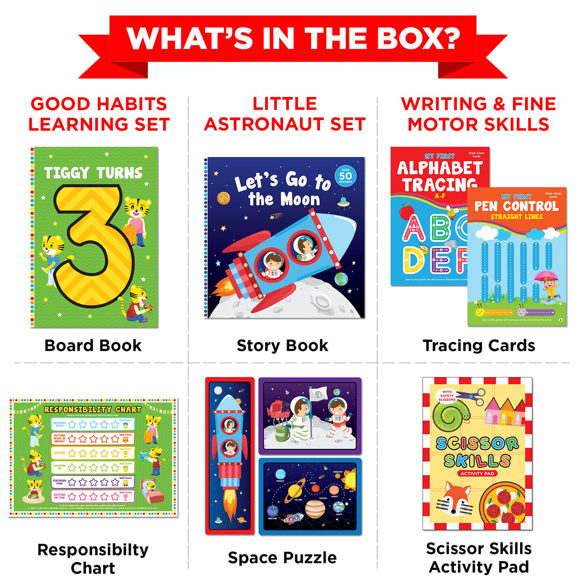 Learnabee Toys for 3 Year Old Boys/Girls | Gift for 3 Year Old Kids | Board Books and Fun Activities | Learning and Educational Toys & Games (1 Box Set)