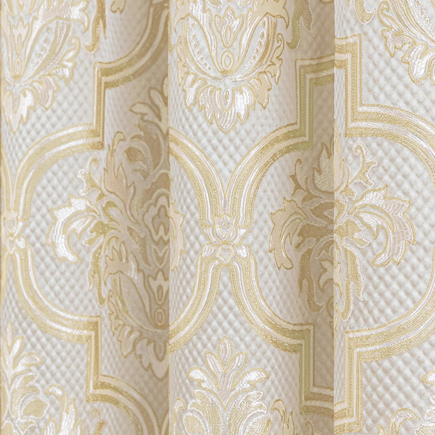 Loom and Mill Elegant Damask Curtains for Bedroom, Textured Lined Jacquard Curtains 2 Panels with Tiebacks, Beige Gold Floral Window Curtain for Living Room Banquet, Rod Pocket(52”x84”, 2 Panels)
