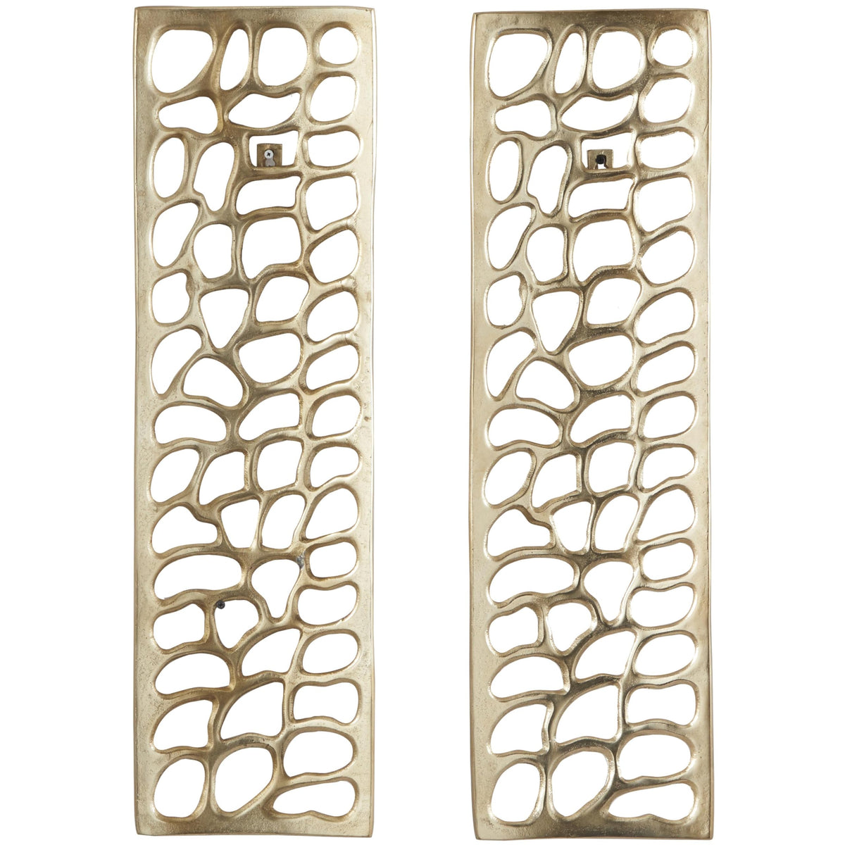 Deco 79 Aluminum Metal Abstract Home Wall Decor Cutouts Wall Sculpture, Set of 2 Wall Art 7"W, 22"H, Gold