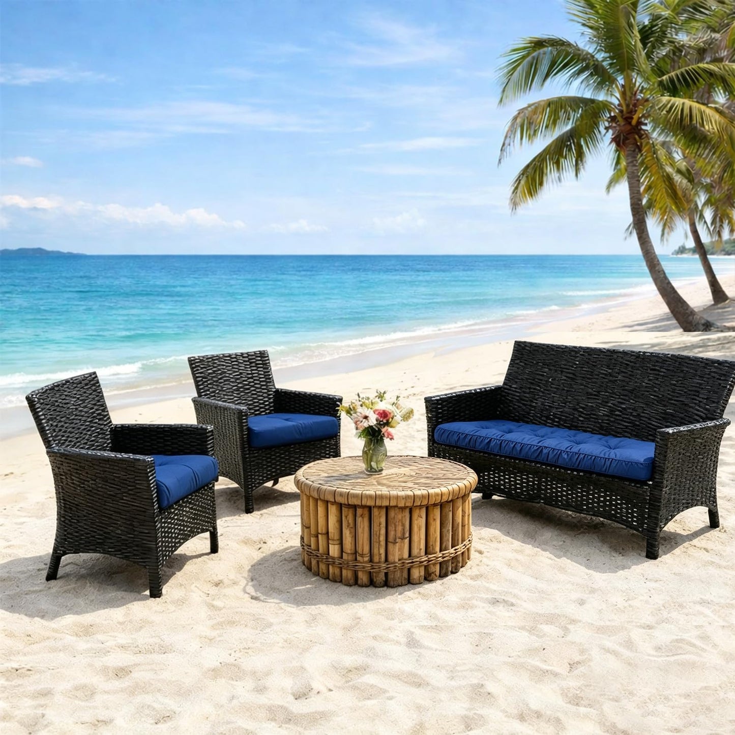 Dizaolive Wicker Chair Outdoor Loveseat Patio Cushions Homes Couch Garden Lawn