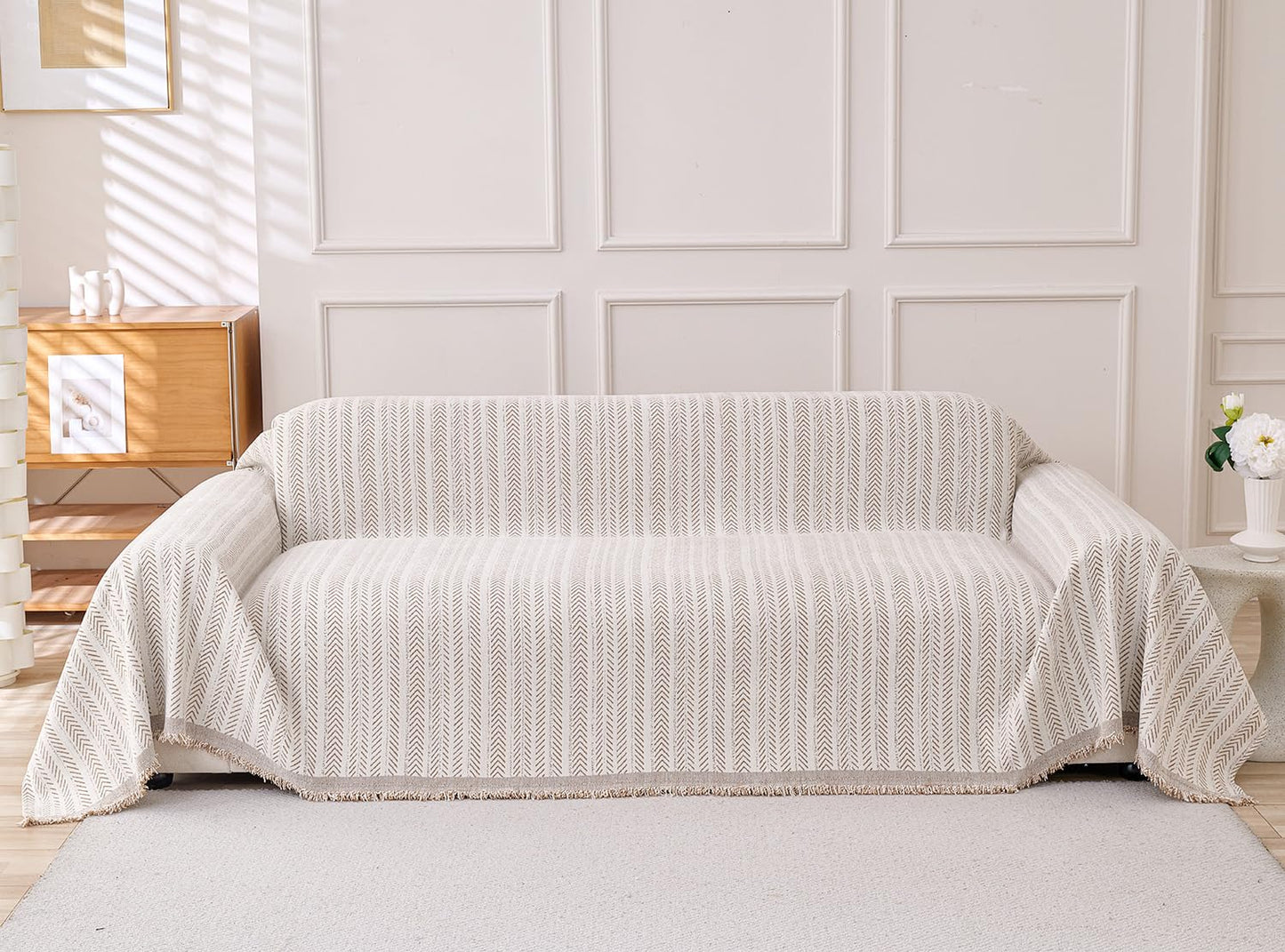 Erke Couch Cover Sheet Blanket for 4 Seater Oversized Sofa Sectional, Machine Washable Chenille Slipcover, 4-Seat L Shape U-Shaped Extra Large Slip Covers Furniture Decor Protector