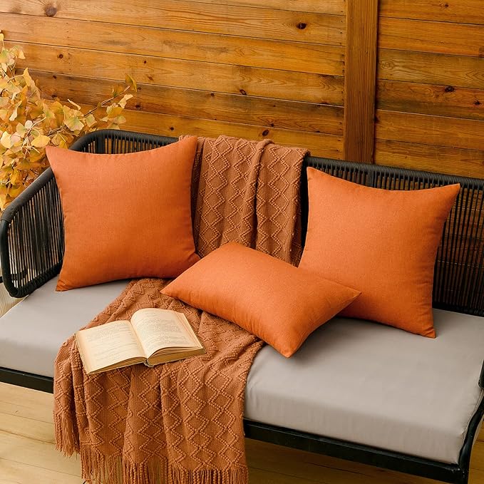 MIULEE Pack of 2 Decorative Outdoor Solid Waterproof Throw Pillow Covers Faux
