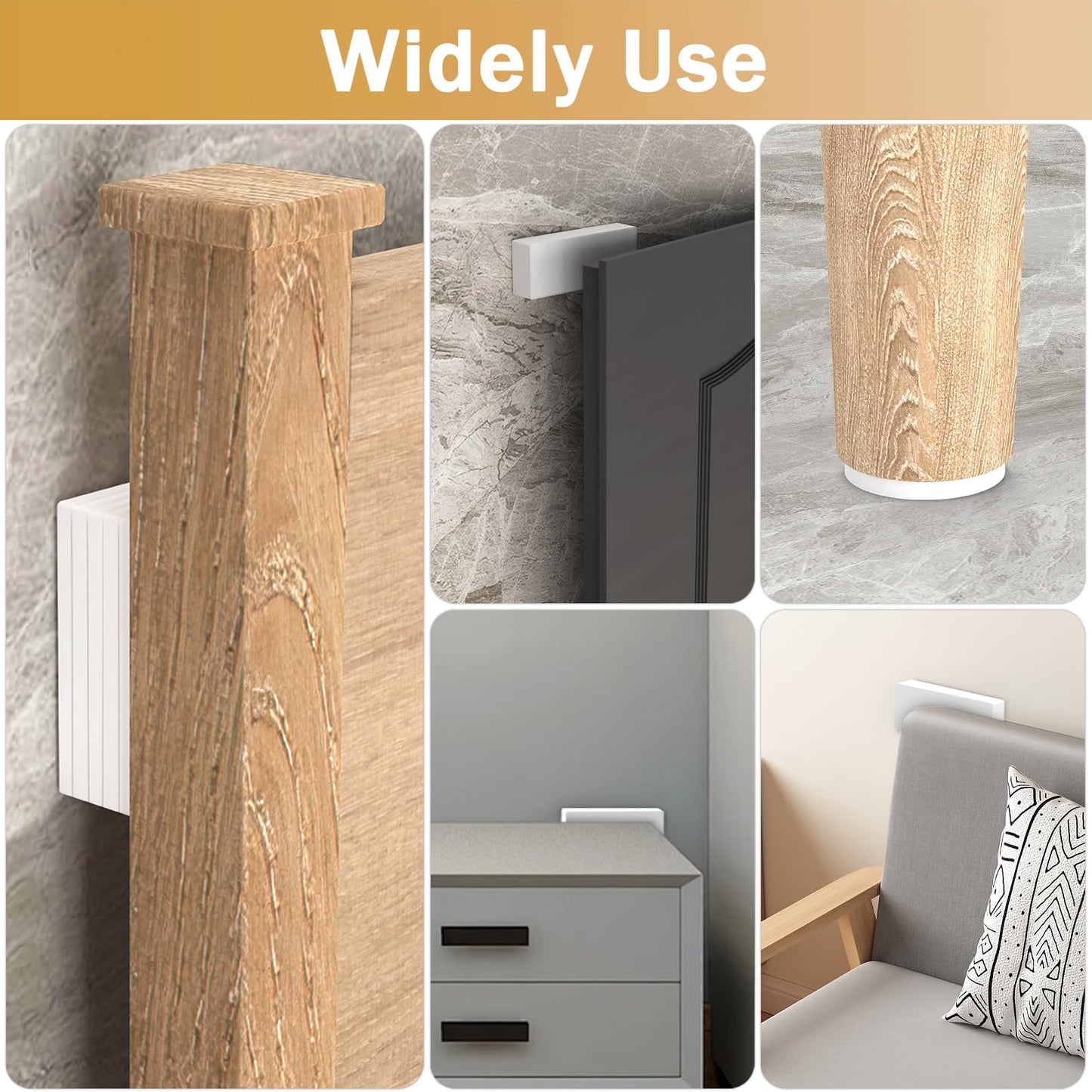 18 PCS Furniture Pads,8 PCS (15mm Thick)+10 PCS (5mm Thick) Wall Protector, Anti-Vibration Soundproof Pads for Bed Frame/Headboard Felt Furniture Protectors,EVA Foam Headboard Stoppers for Wall