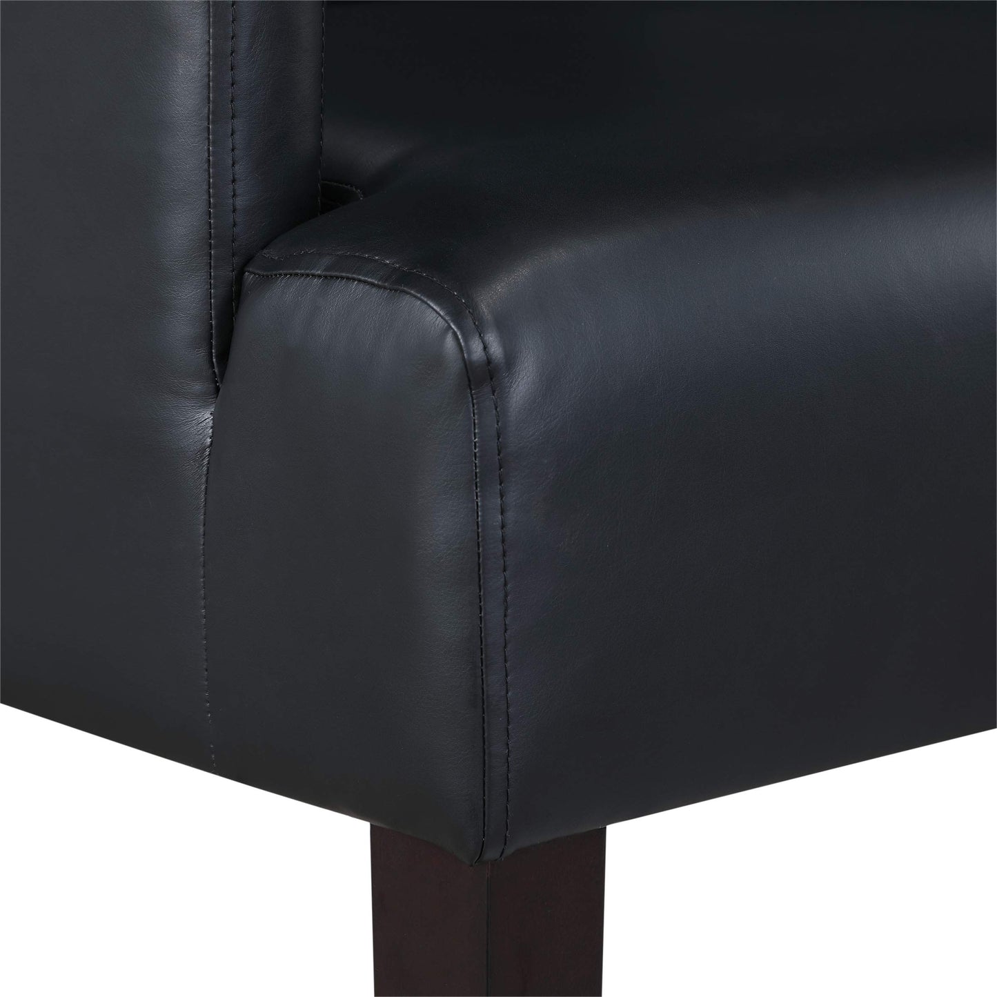 OSP Home Furnishings Main Street Upholstered Guest Chair with Espresso Finish Accents, Black Faux Leather