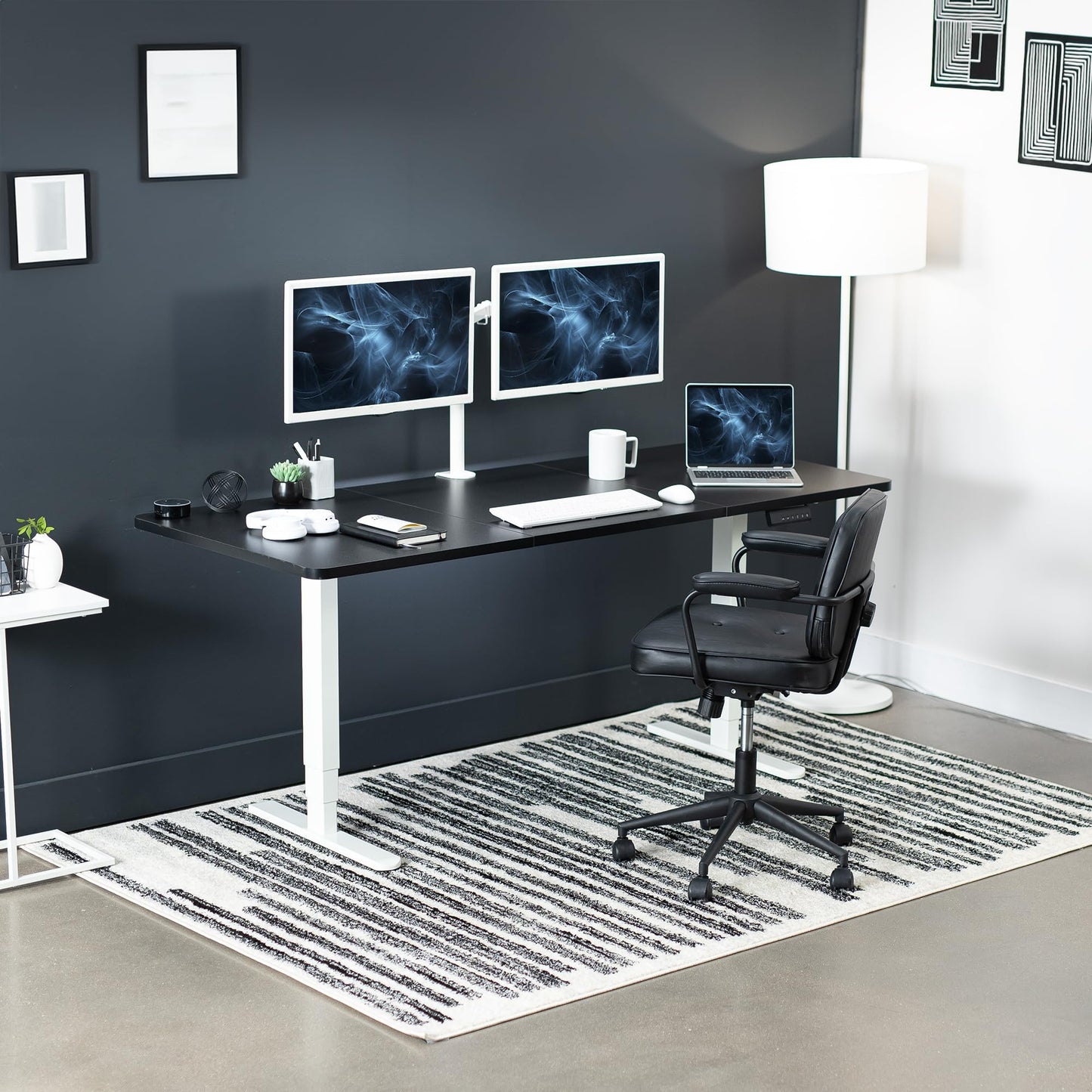 VIVO Electric 71 x 30 in Dual Motor Sit Stand Desk, Memory Height Adjustment, 2B Series, Black Top White Frame, DESK-KIT-2W7B