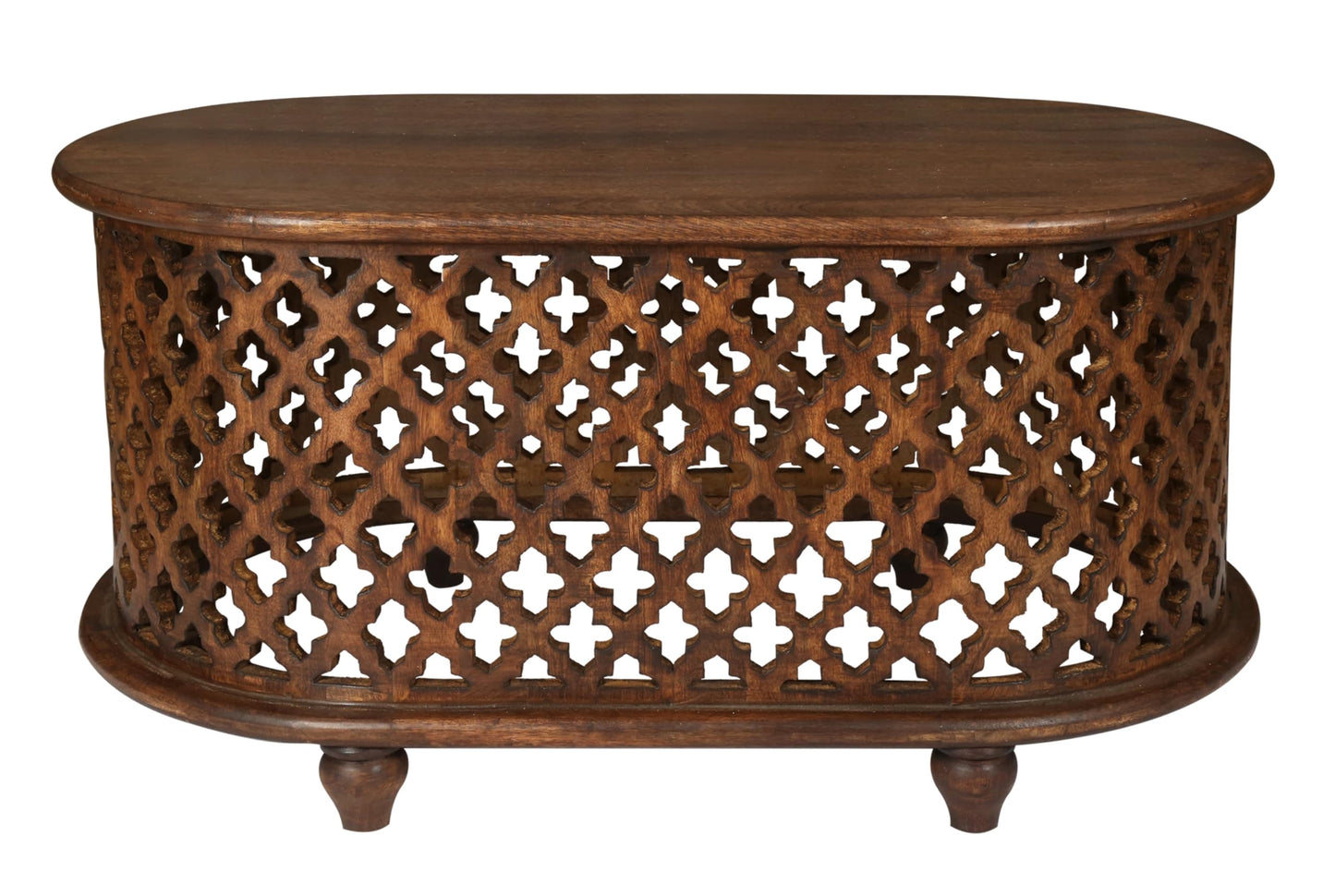 The Wooden Town Solid Mango Wood Coffee Table - Oval Center Table for Living Room, Tea Table, Wooden Accent Table, 36x21x18 Inches - Handcrafted Modern Furniture for Home Décor