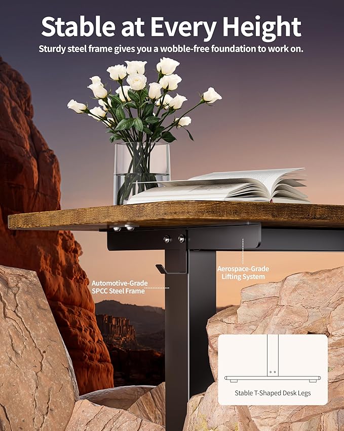 BIZUM Electric Standing Desk 60 x 24 Inch Computer Desk-Gaming Desk Rustic