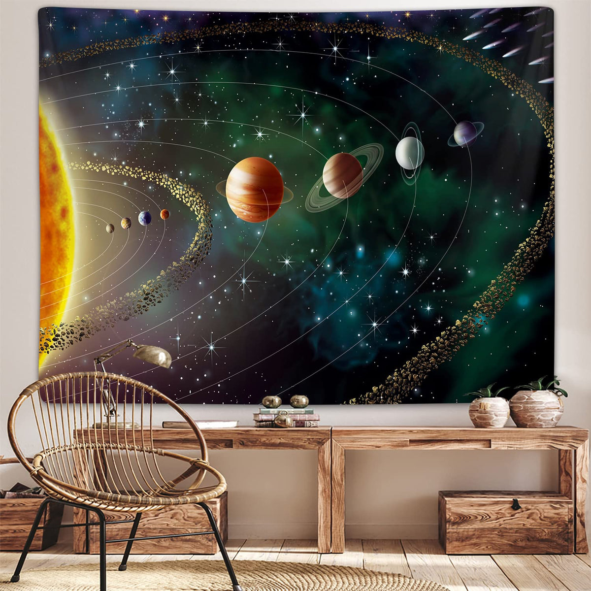 Outer Space Planet Tapestry, Universe Galaxy Solar System Earth Art Tapestries Wall Hanging for Men Kids Bedroom College Dorm Living Room Office Science Decor 40X30", Cool Hippie Poster Blanket