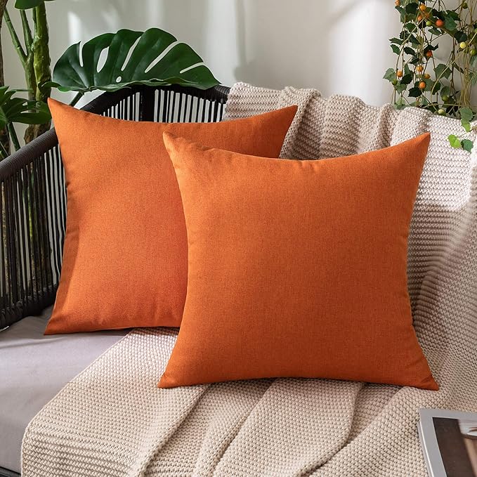 MIULEE Pack of 2 Decorative Outdoor Solid Waterproof Throw Pillow Covers Faux