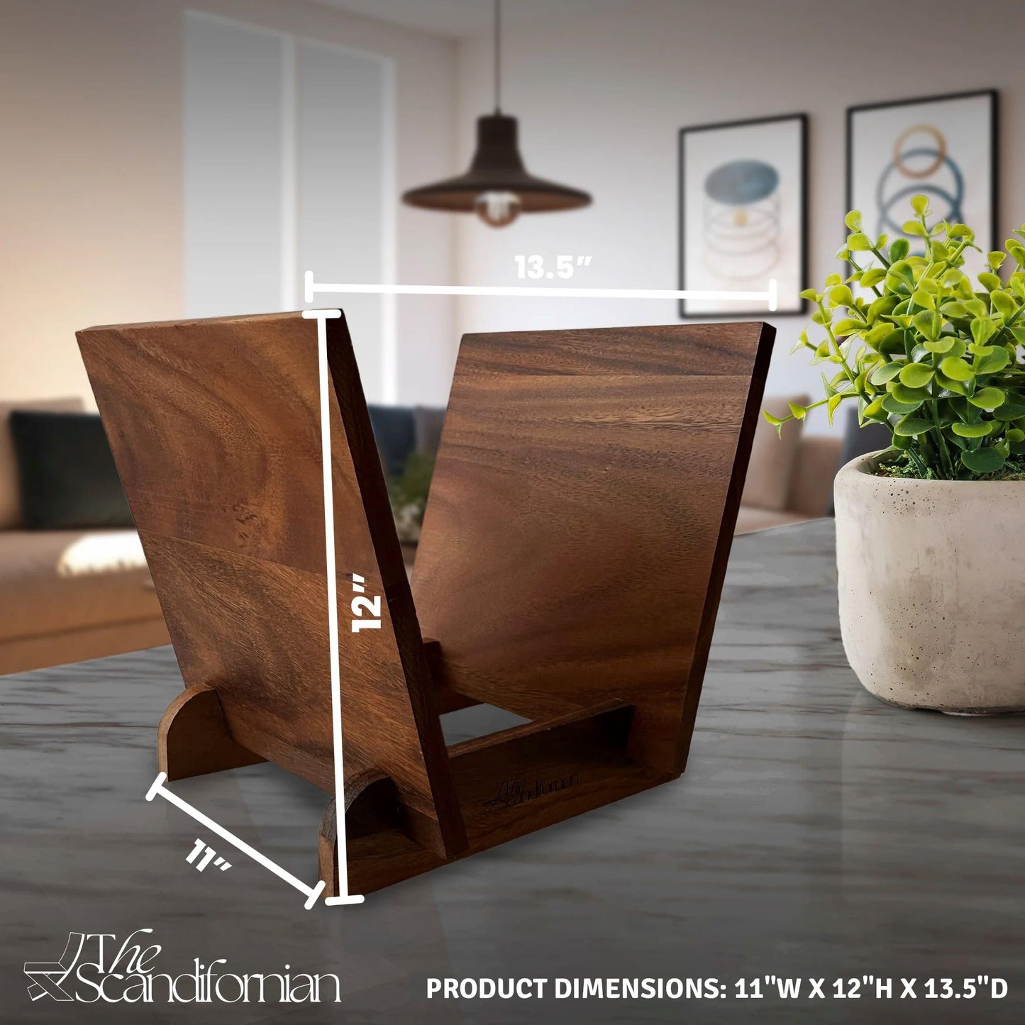 Natural Wood Vinyl Record Holder Shelf, Tabletop LP Storage Rack, Walnut Album Display, Vinyl Stand, Flip File Record Organizer Holds 25-40 LPs, Rustic Modern Album Storage Solution, Music Lover Gift
