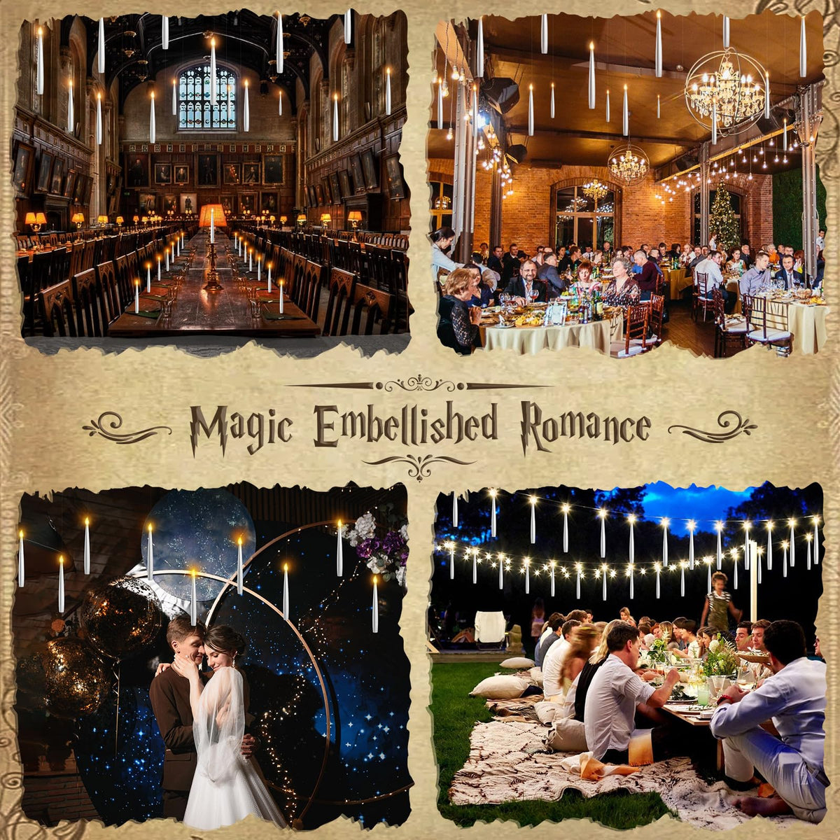 TLPUHU Floating Candles with Wand - 18 Pcs Christmas Decorations Magic Flameless Candles Flickering Warm Light Battery Operated LED Hanging Candles for Christmas Window Bedroom Birthday Party Decor
