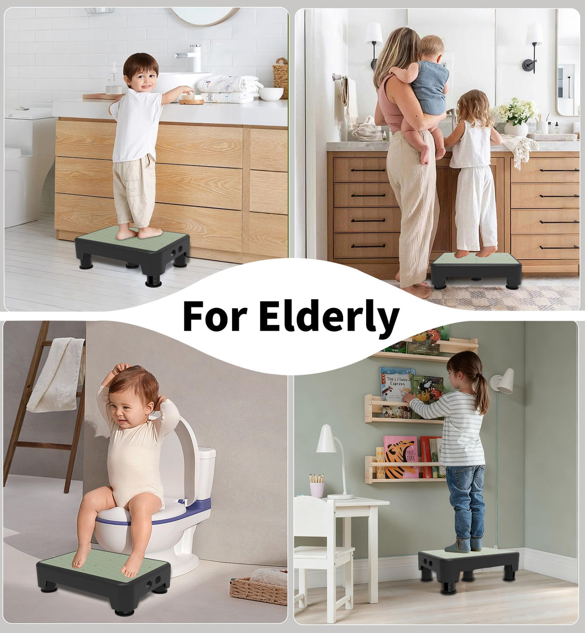 LIFTOZA 5-Level Adjustable Step Stool, Noctilucent Bedside Step, 700 LBS Capacity Safety Step Platform, Indoor and Outdoor Foot Stool for Seniors and Kids, Wide Step Stools Elderly Assistance at Night