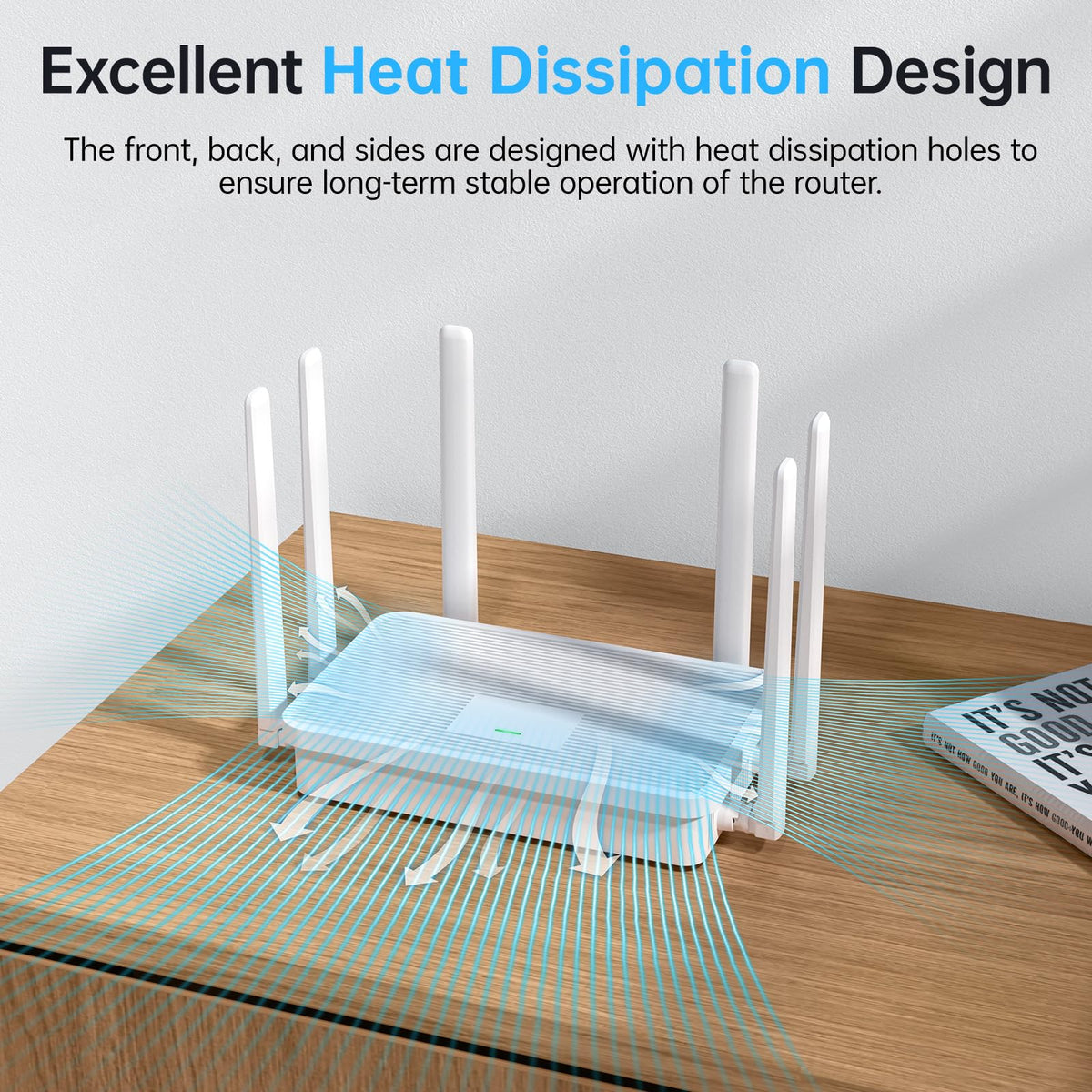 UeeVii WR3000K WiFi6 AX3000 WiFi Router, Dual Band 6-Antennas Wireless Router, Suitable for Wireless Bridge and AP, One-Click WPS&MESH, Good Heat Dissipation