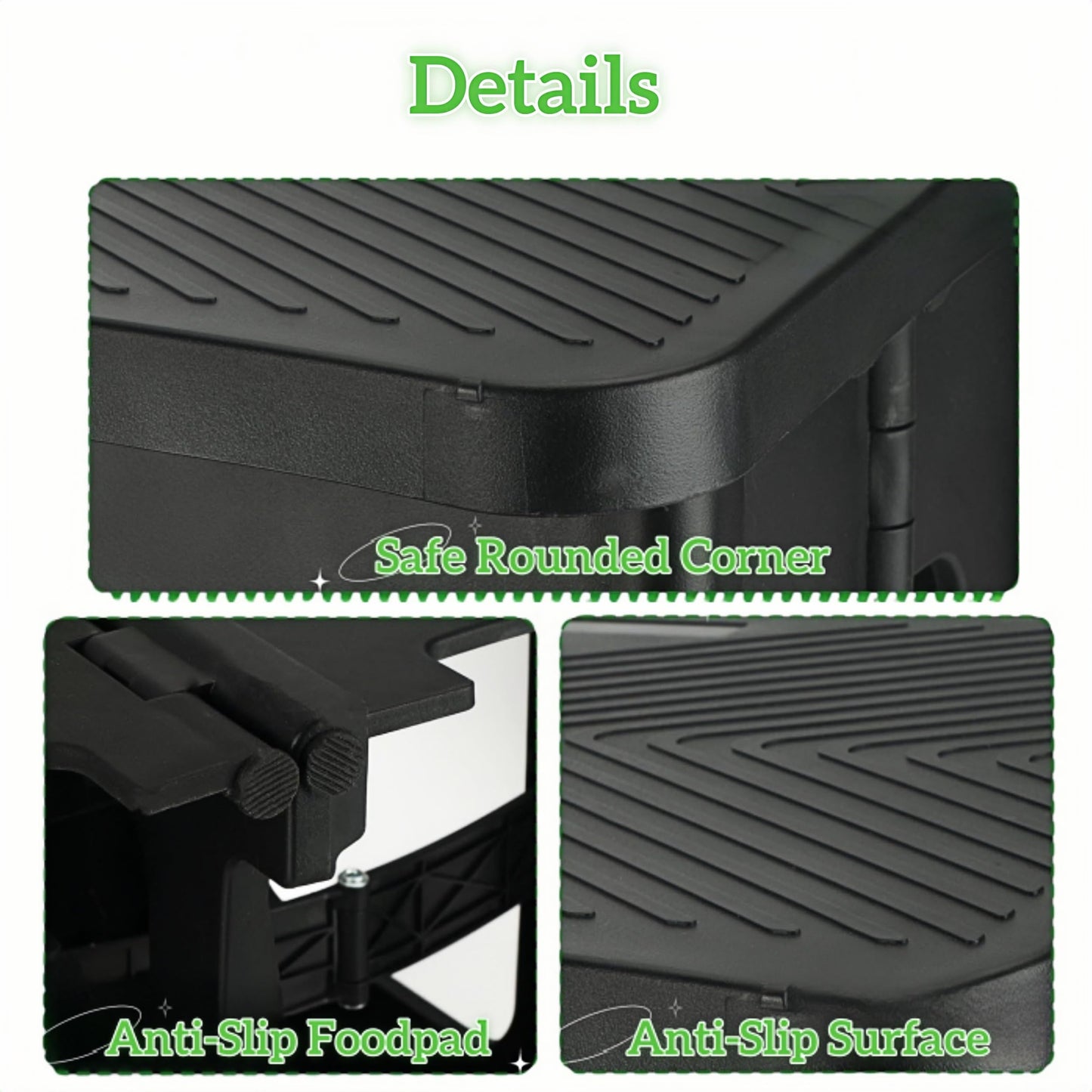 2 Step Stool Foldable, Non-Slip Steps, Folding Step Stool for Adults & Kids, Plastic Stool Pool Ladder, Collapsible Stools 2 Step Ladder for Kitchen Toilet Bedroom Office RV, Holds 330 lbs, Black