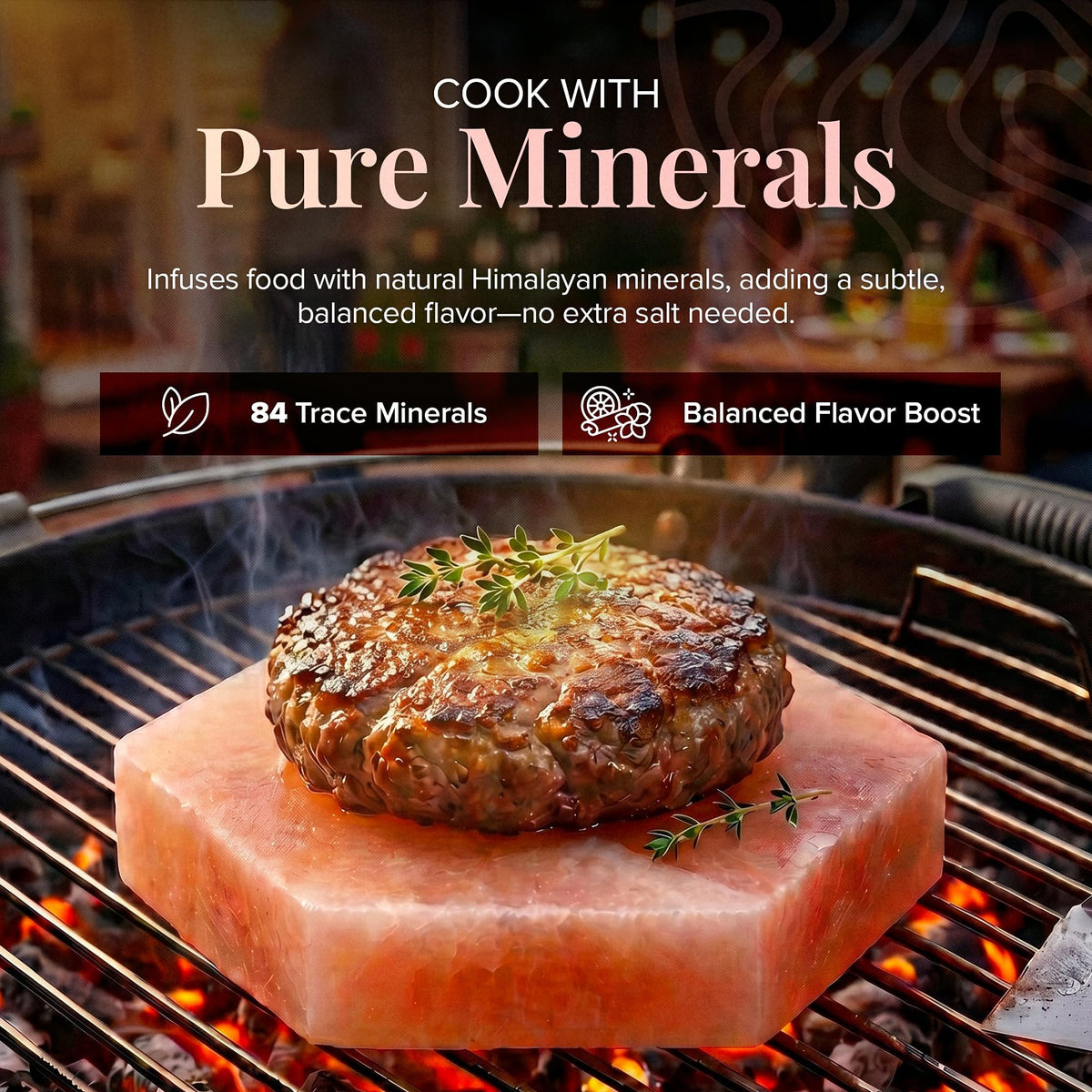 UMAID Sizzle Block™ Himalayan Salt Block 2 Pack (6" Hexagon) – Food Grade Himalayan Salt Slabs for Burgers, Steak, Seafood & Vegetables – Heat for Grilling & Cooking or Chill for Sushi, Charcuterie & Food Presentation – Unique Gifts for Men & Dad Gifts fo