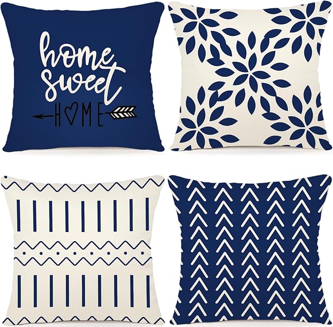 YCOLL Pillow Covers 22x22 Set of 4, Modern Sofa Throw Pillow Cover, Decorative