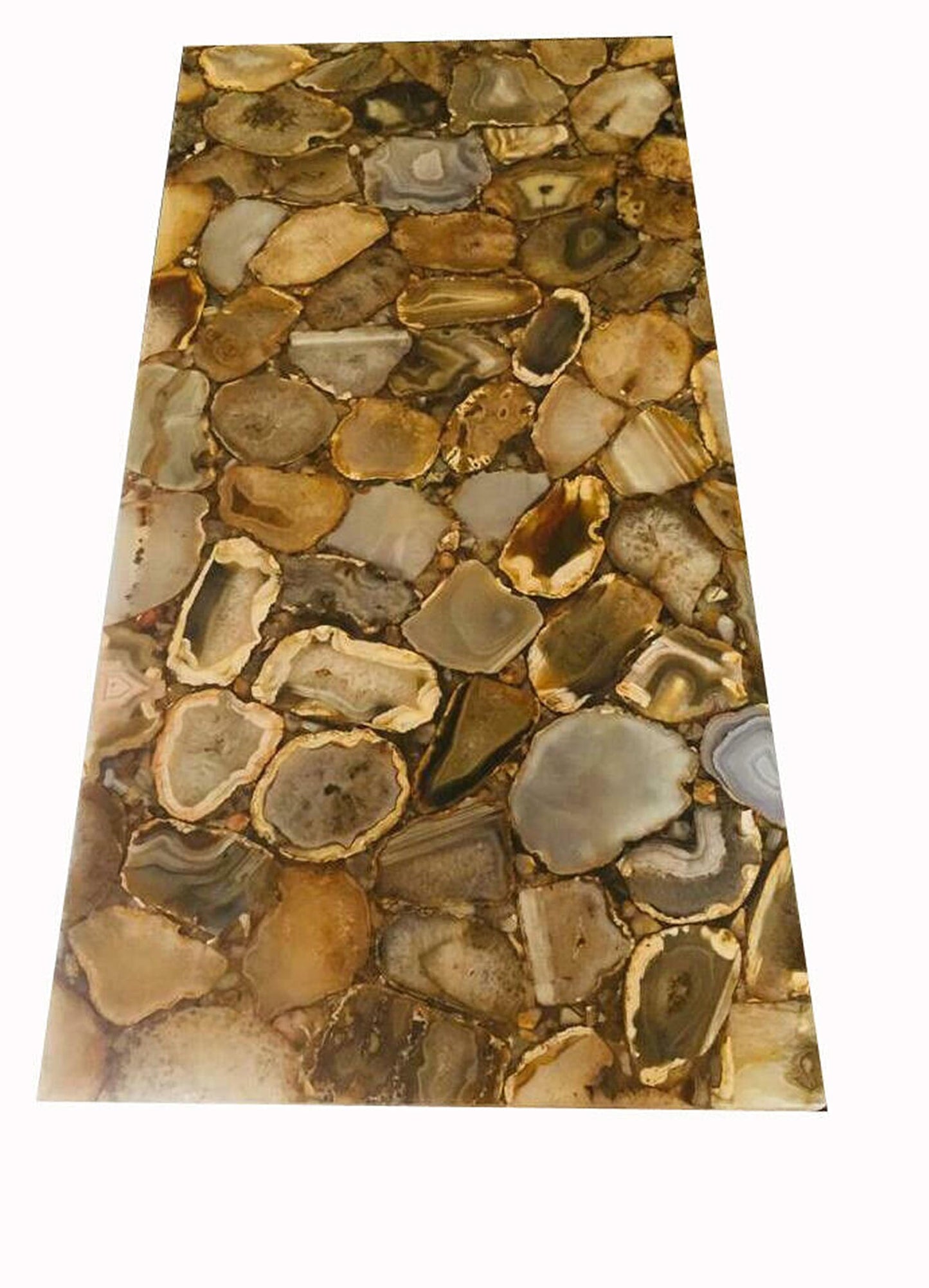 Epoxy Agate Coffee Table Top with Geode Pattern 16 x 16 Inches Yellow Agate Restaurant Side Table from Indian Handicrafts
