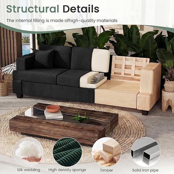 YOUDENOVA 2 Piece Set Comfy Sofa Couch, 2 3-Seater Sofa