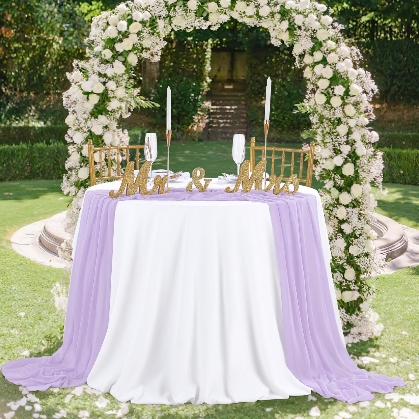 Light Purple 27 x 120 inches Long Soft Table Runner for Wedding Chiffon Table Runners Rectange and Round Table Decorations for Birthday Parties