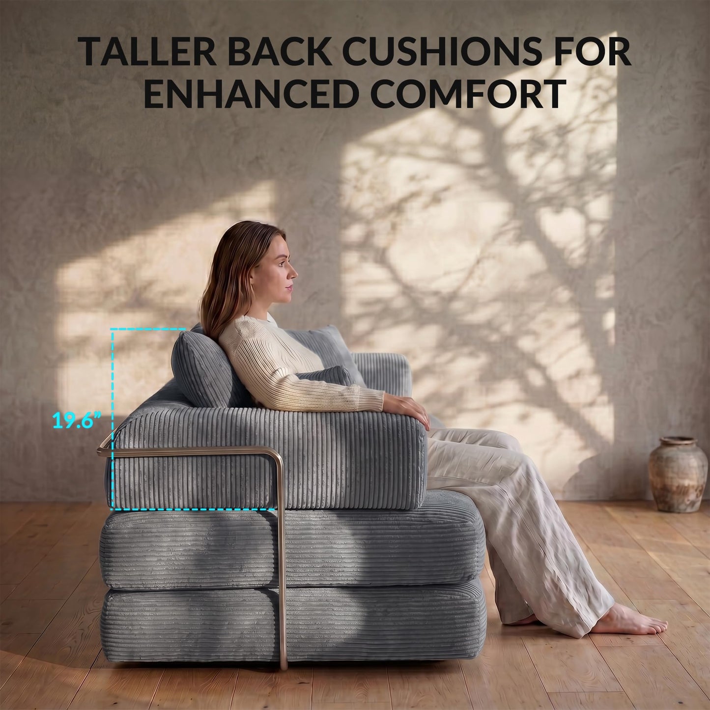 YasuSoofa Boneless Floor Sofa, 3-in-1 Convertible Loveseat Sleeper Futon, Modular Small Space Sofa Bed with High Headrests & Side Storage Pockets for Living Room, No Assembly, Bedroom, Apartment