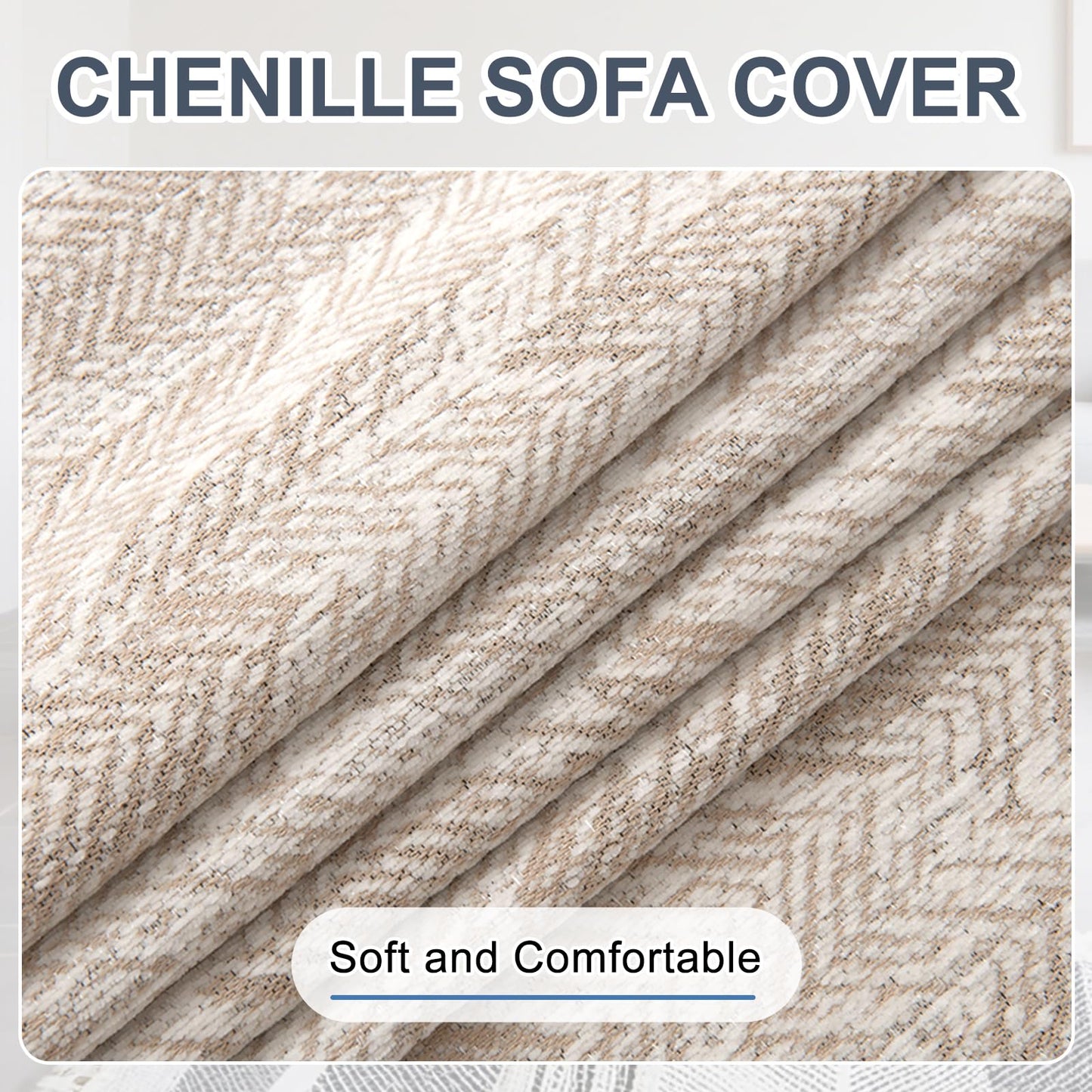 SYJOVIA Sectional Couch Covers L Shaped Sofa Cover Blanket 2 Pieces 1OO% Waterproof Couch Cover for Dogs Pets Washable Chenille Sofa Slipovers 71"x118" + 71"x134" (XX-Large, Khaki Wave)