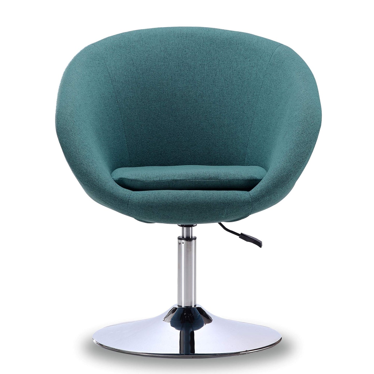 Manhattan Comfort Hopper Adjustable Swivel Accent Chair with 360° Turn, Upholstered Seat, Polished Chrome Base, Modern Bowl Design for Home Office and Living Room, Sky Blue