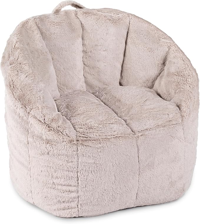 Big Joe Milano Bean Bag Chair for Kids, Ultra-Soft Taupe Plushie Polyester Blend