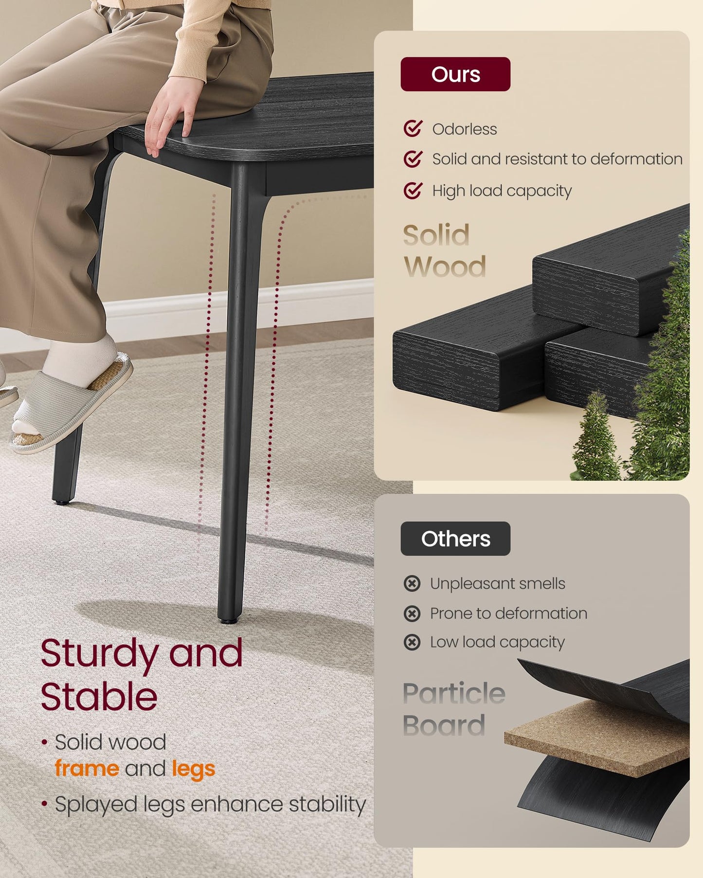 VASAGLE MAEZO Collection - Extendable Dining Table for 4/6/8, Kitchen Table with Tapered Legs, Curved Transitions, for Dining Room, Kitchen, Home Office, Charcoal Gray UKDT090B01V1
