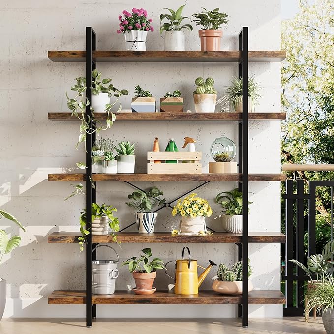 OtterOasis Heavy Duty 5-Tier Industrial Bookcase, 120lbs Shelf Capacity