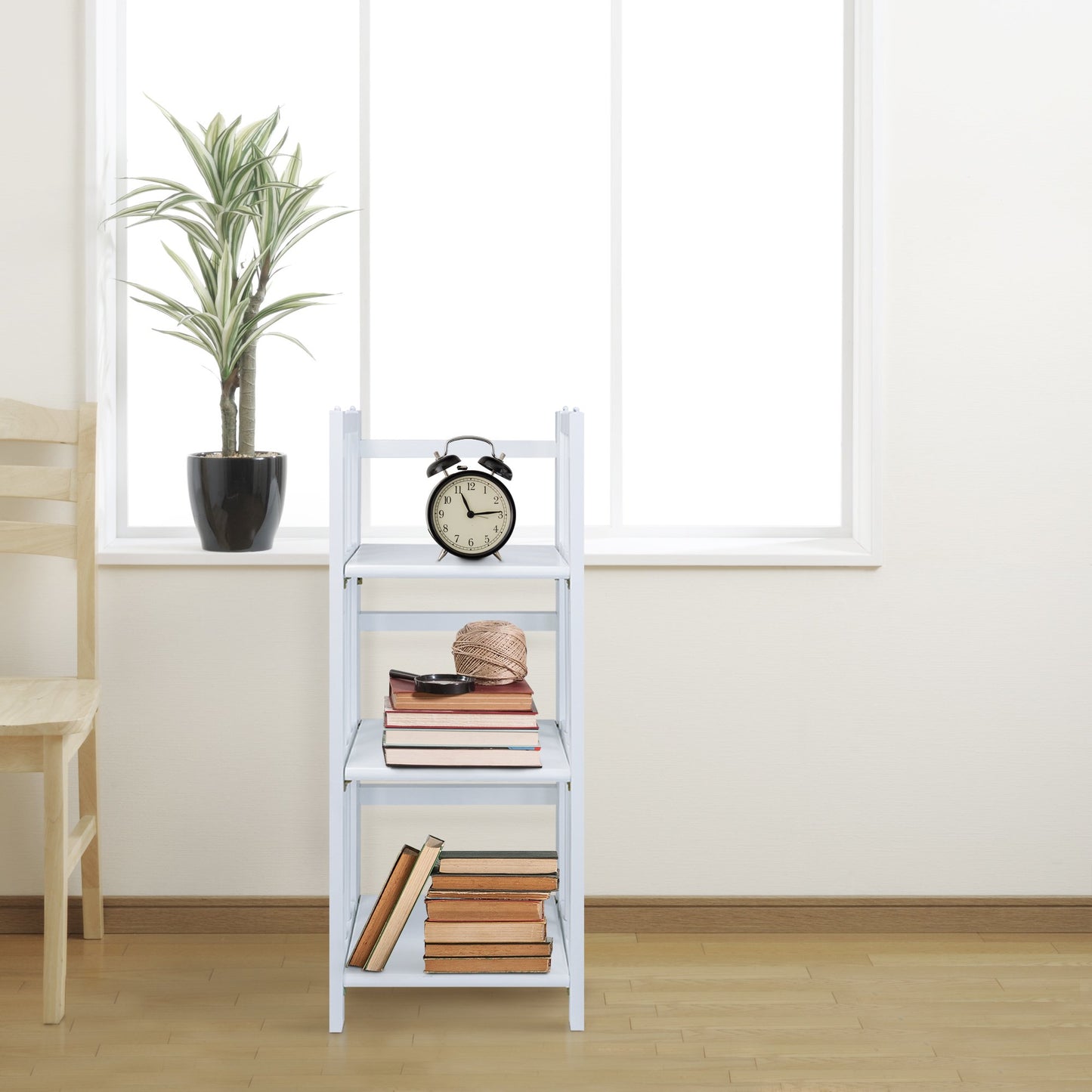 Casual Home 3-Shelf Folding Bookcase, 14" Wide, White
