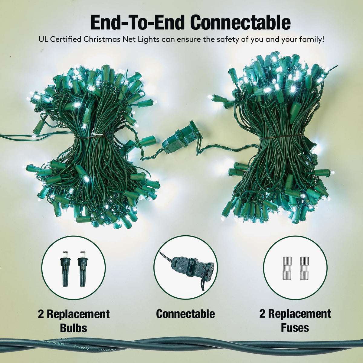 Sylampow Led White Christmas Net Lights Outdoor Christmas Bushes Lights 120Led 6ftx5ft, Connectable Outdoor Indoor Mesh Net Lighting for Xmas Holiday, Garden, Lawn, Shrubs, Trees, Bushes Decorations