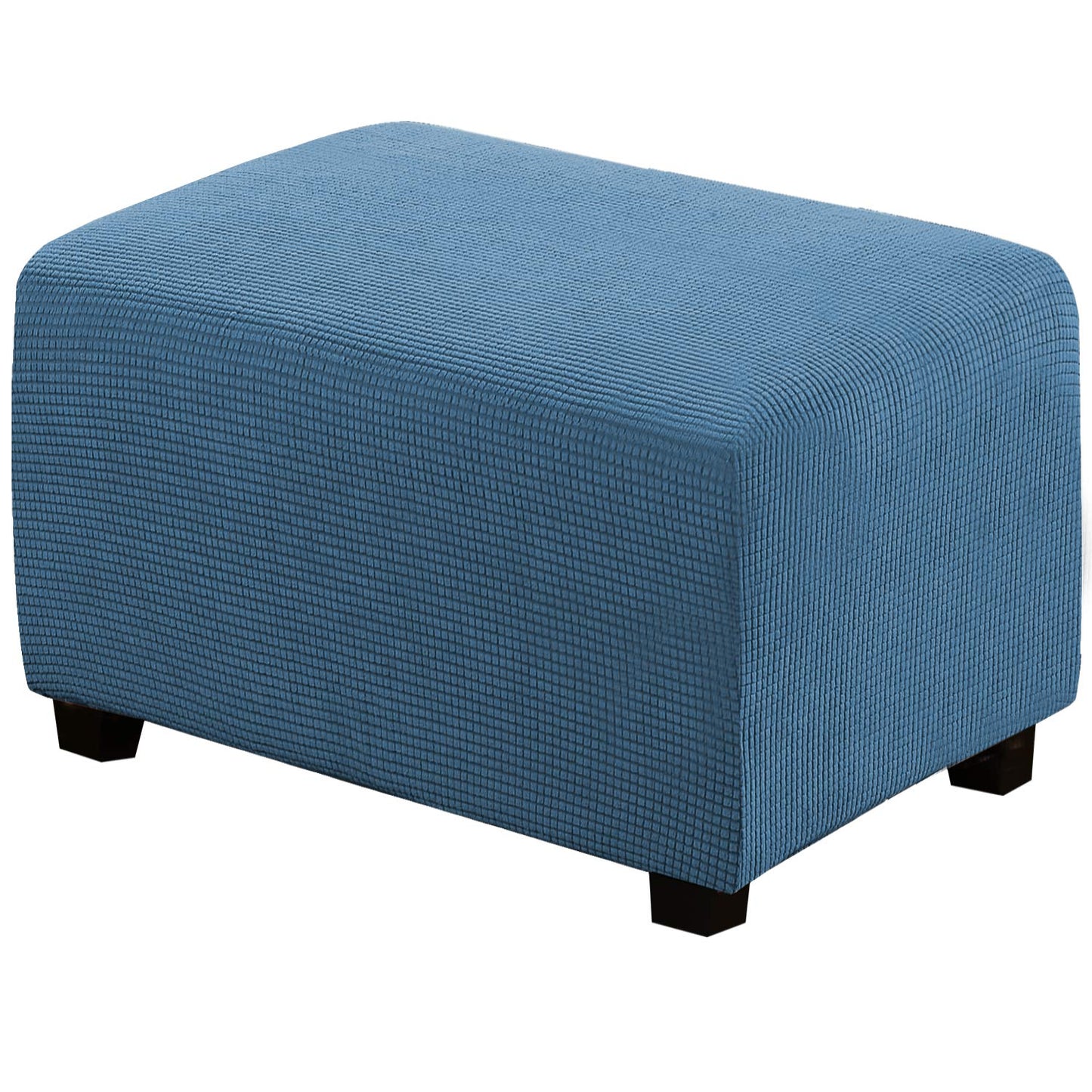H.VERSAILTEX Ottoman Cover Slipcover Rectangle Fit Length 29'-34' Footrest Sofa Slipcovers Stool Cover Footstool Protector Covers Feature Stretch Soft Jacquard Fabric Removable Washable - Dusty Blue