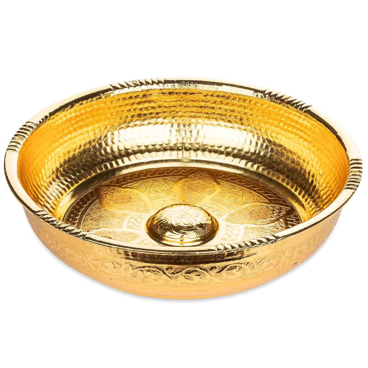 Alisveristime Traditional Turkish Bath Hammam Bowl with Authentic Motifs (440gr (15.50 oz) Made of Zinc (7.87-Inch Diameter) (Gold)