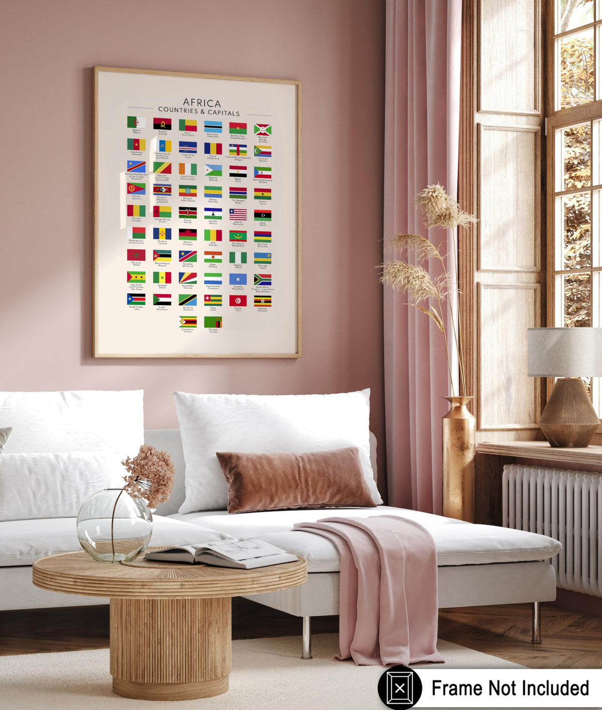 Poster Master Flags of Africa Poster - African Countries & Capitals Print - Learning Materials Art - Flag Art - Gift for Students & Teachers - Decor for Classroom or Library - 8x10 UNFRAMED Wall Art