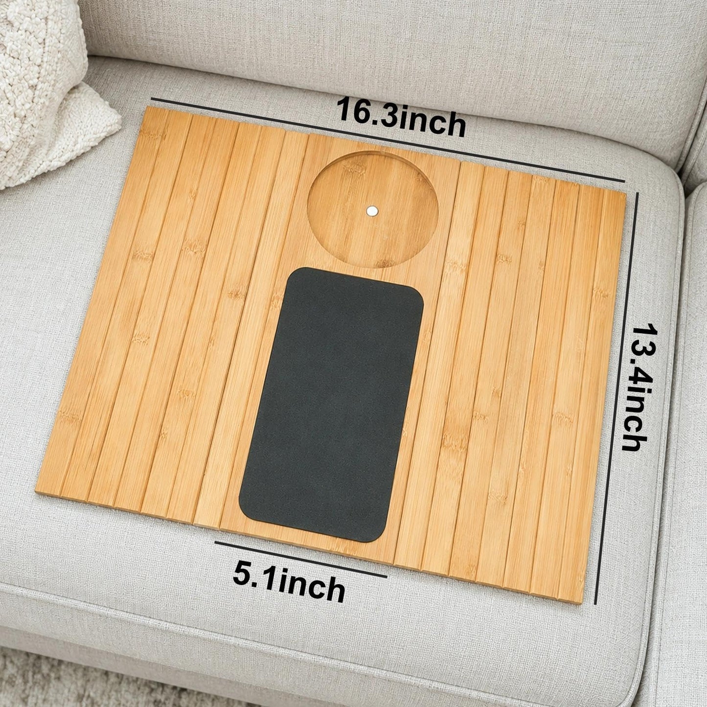 Couch Armrest Table with Cup Holder - 3-in-1 Magnetic Foldable Detachable