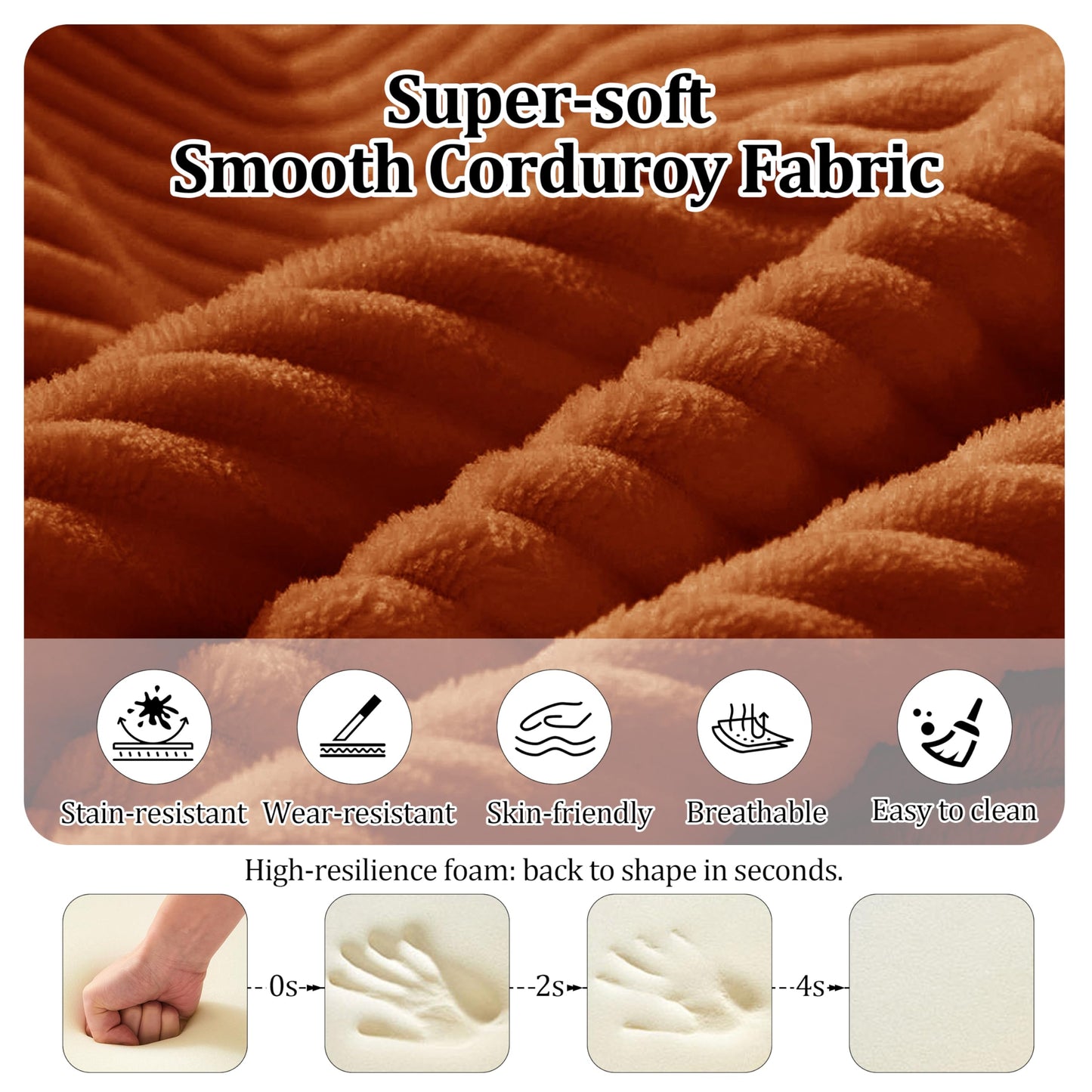 59'' Convertible Compressed Corduroy Folding Cloud Sofa Bed, Modern Boneless Pull Out Loveseat Sleeper in a Box, 4 in 1 Floor Mattress Futon Fluffy Couch, No Assembly Needed, Orange, 2 Pillows, Full
