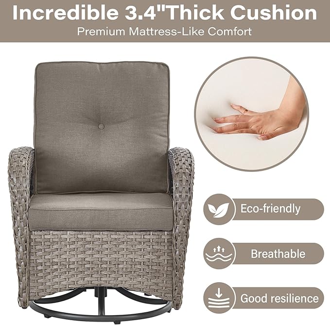 Belord 5 Piece Swivel Rocker Glider Outdoor Chairs Set of 2