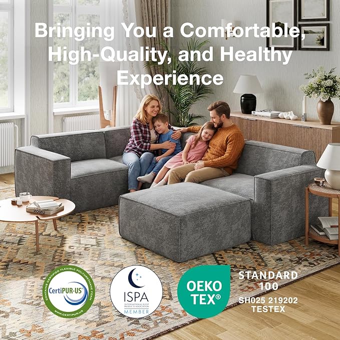 Novilla 142.5" Modular Sectional Sofa, No Assembly Cloud Sectional Couch