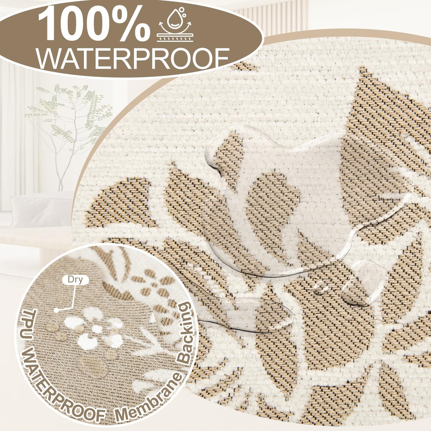 SYJOVIA 1OO% Waterproof Sectional Couch Covers for Dogs L Shaped Corner Sofa Cover Washable Chenille Sofa Slipcovers Blanket Modern Jacquard Pet Furniture Protector (91"x252", Khaki Flower Shadow)