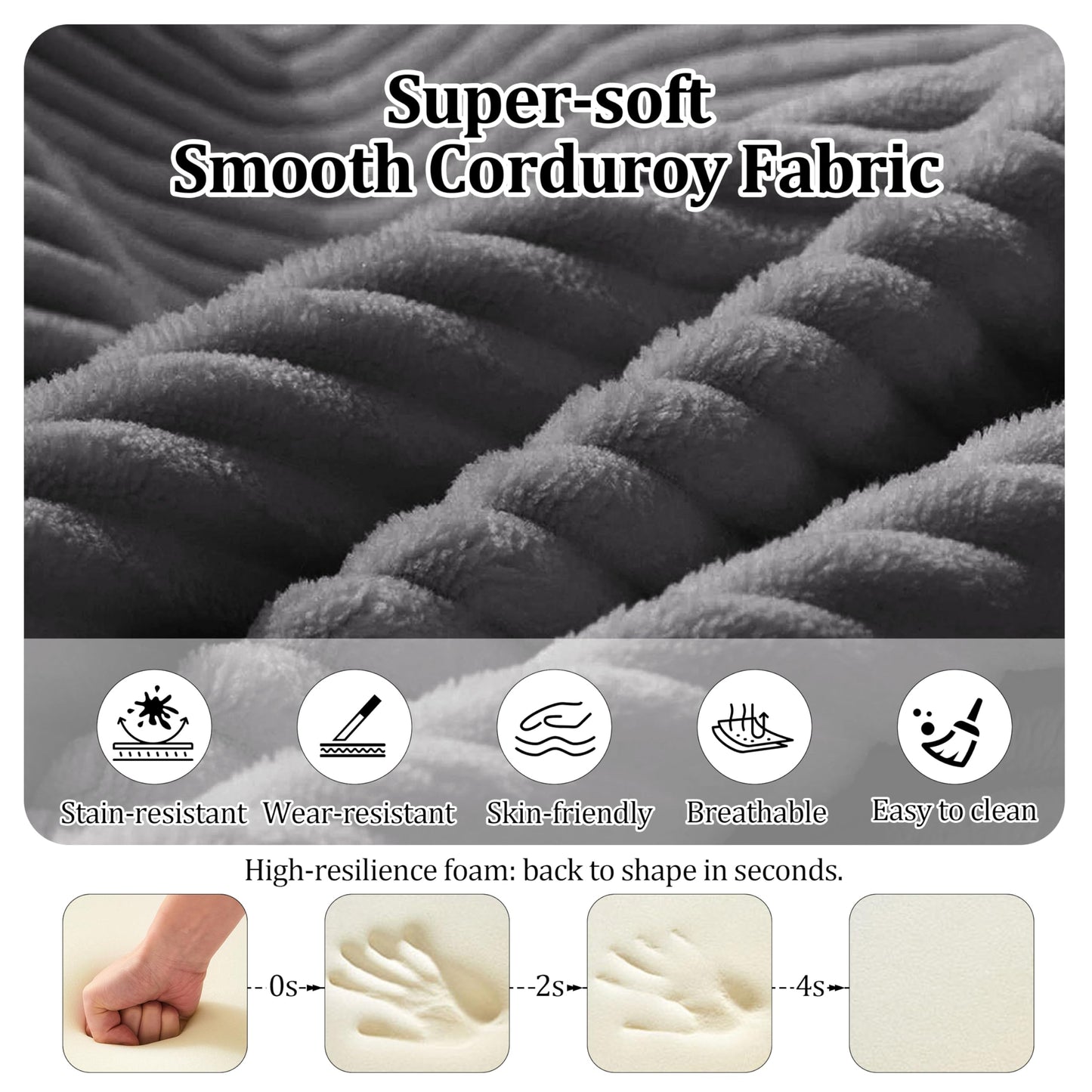 59'' Convertible Compressed Corduroy Folding Cloud Sofa Bed, Modern Boneless Pull Out Loveseat Sleeper in a Box, 4 in 1 Floor Mattress Futon Fluffy Couch, No Assembly Needed, Grey, 2 Pillows, Full