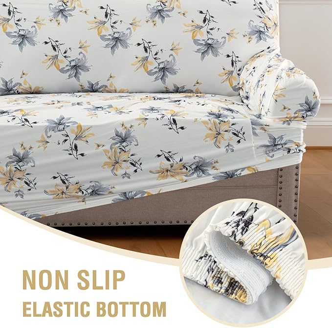 H.VERSAILTEX Floral Pattern Chair Slip Covers Printed Couch Cover Super Soft
