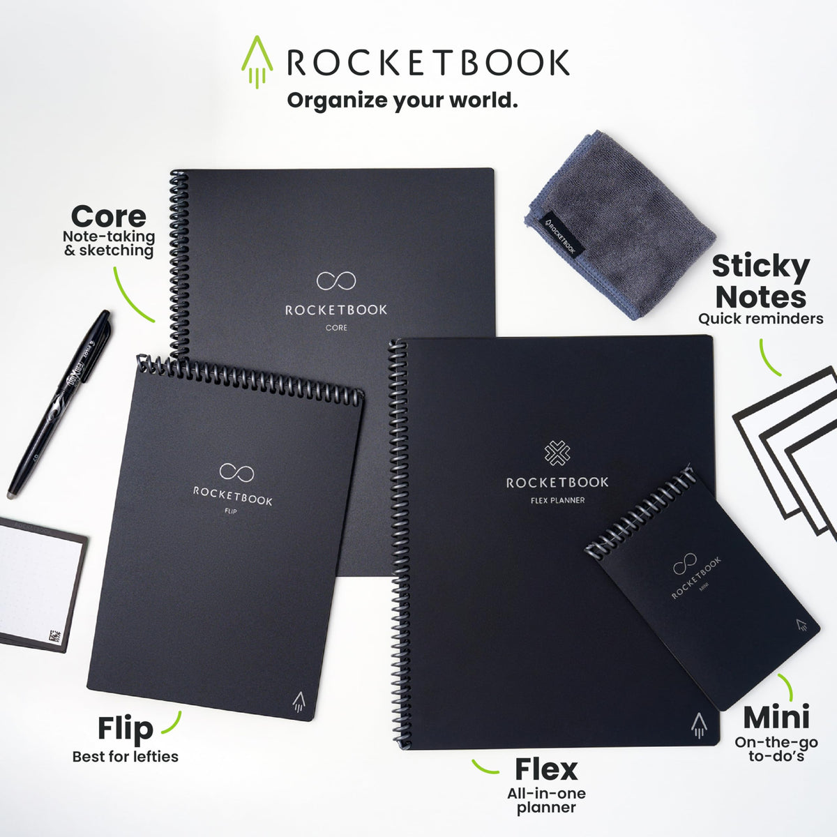 Rocketbook Core Reusable Smart Notebook, Lined Pages For School, Work and Creative Projects, Letter Size 8.5x11, Blue - Premium