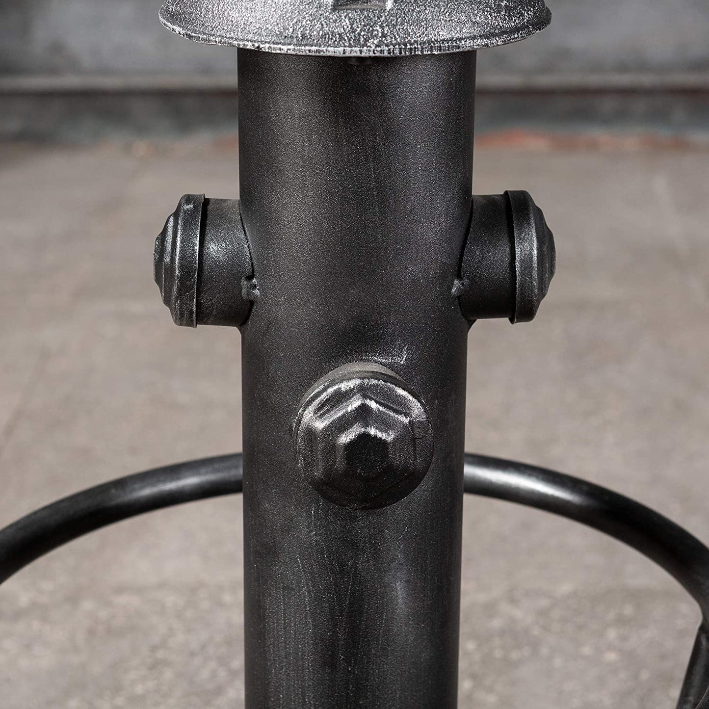 LOKKHAN American Antique Steampunk Deco Vintage Industrial Bar Stool Retro Stylish Fire Hydrant Design Adjustable Swivel Cafe Coffee Pub Kitchen Counter Stools Round Bottom (Silver Grey, Wooden Top)